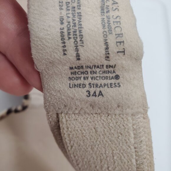 Victoria's Secret Body By Victoria Lined Strapless Cheetah Memory Foam Bra 32A - Picture 4 of 6